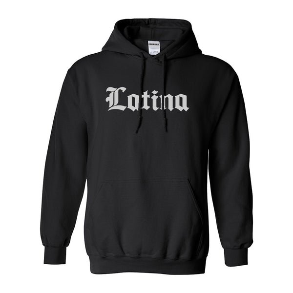 Latina Old English Spanish Black Womens Pullover Hoodie