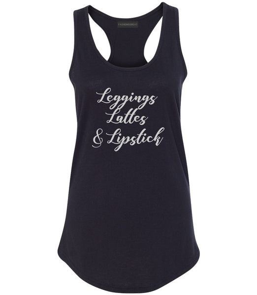 Leggings Lattes And Lipstick Makeup Black Racerback Tank Top