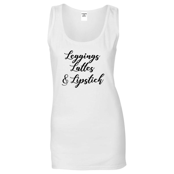 Leggings Lattes And Lipstick Makeup White Tank Top