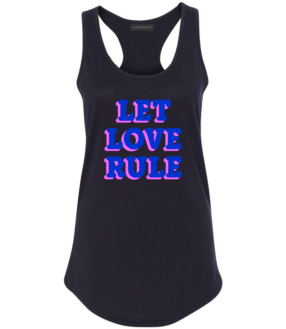 Let Love Rule Graphic Womens Racerback Tank Top Black