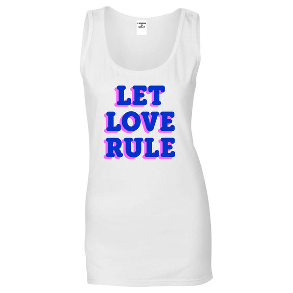 Let Love Rule Graphic Womens Tank Top Shirt White