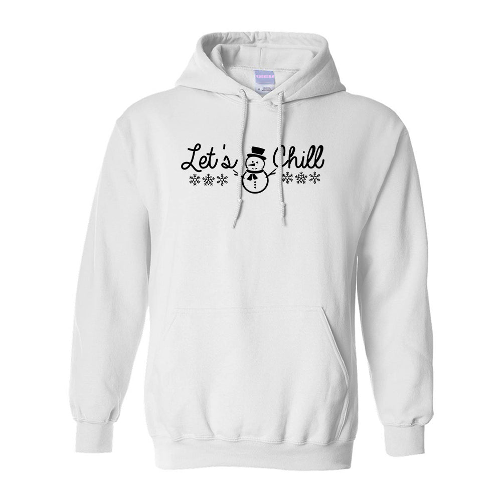 Lets Chill Christmas Sweater Snowman White Pullover Hoodie