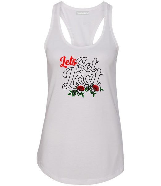 Lets Get Lost Womens Racerback Tank Top White