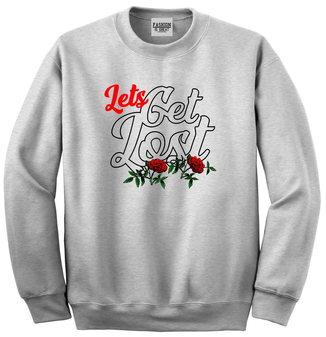 Lets Get Lost Unisex Crewneck Sweatshirt Grey