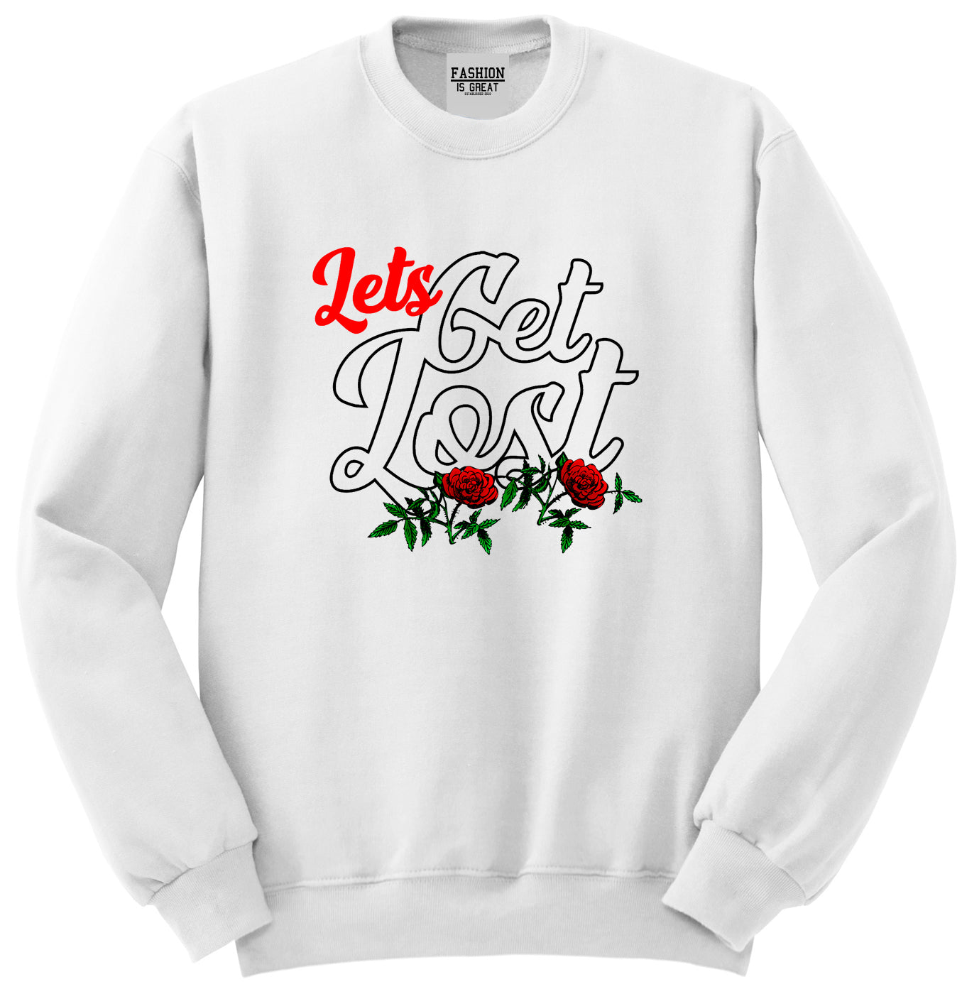 Lets Get Lost Unisex Crewneck Sweatshirt White