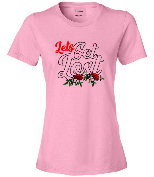 Lets Get Lost Womens Graphic T-Shirt Pink