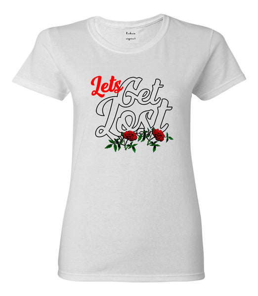 Lets Get Lost Womens Graphic T-Shirt White