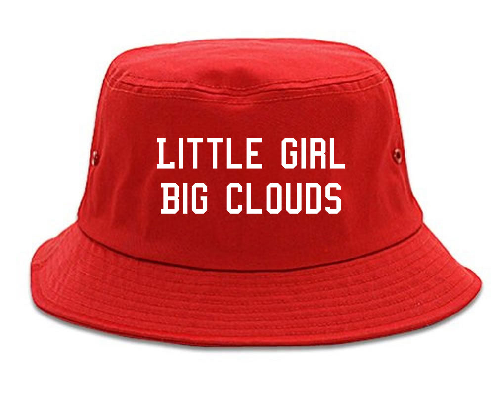 Little Girl Big Clouds Bucket Hat Red