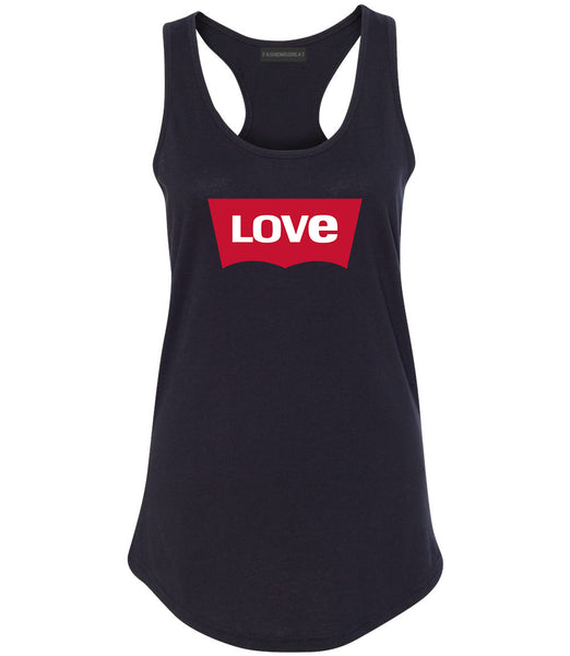 Love Jeans Logo Womens Racerback Tank Top Black