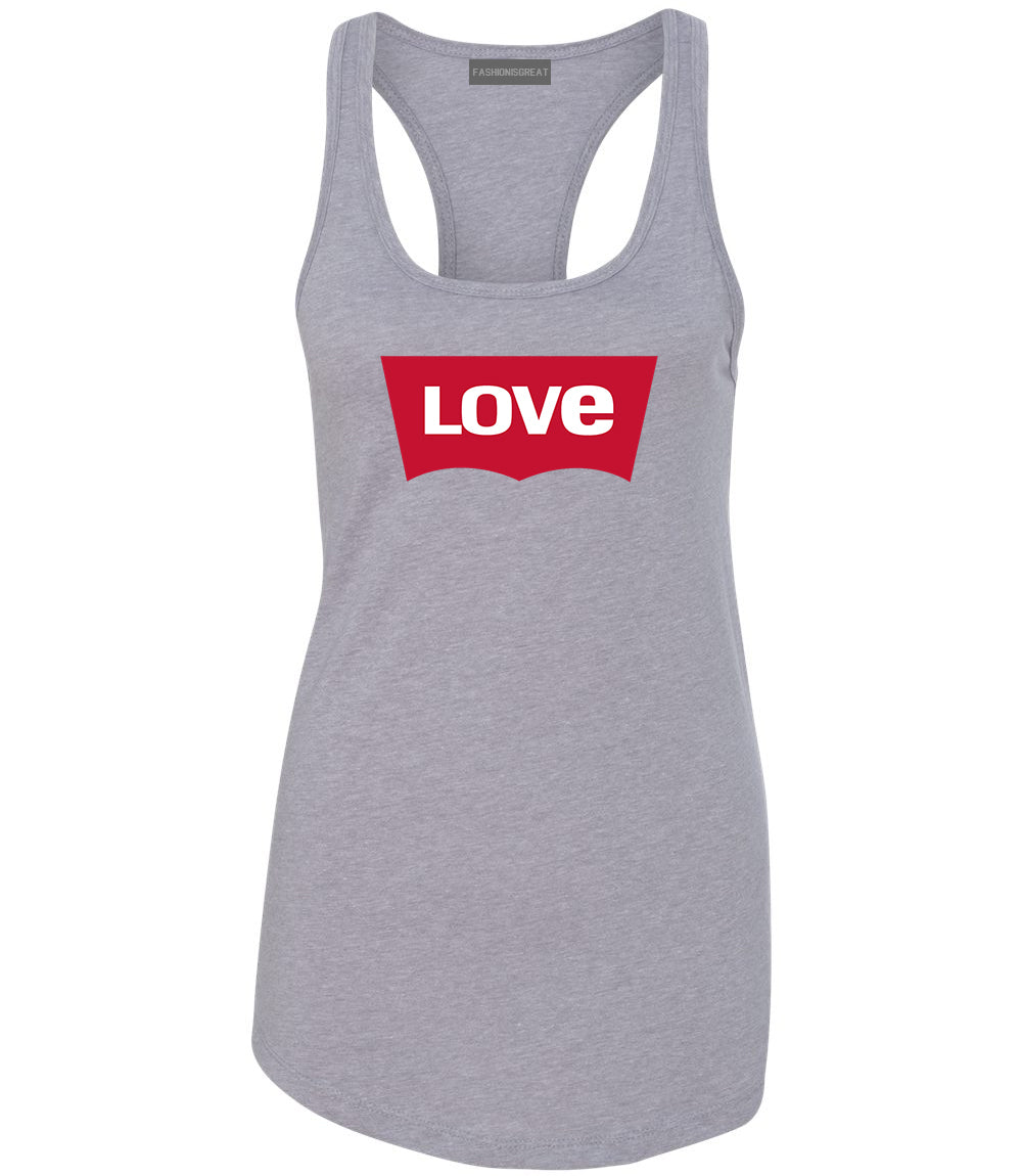 Love Jeans Logo Womens Racerback Tank Top Grey