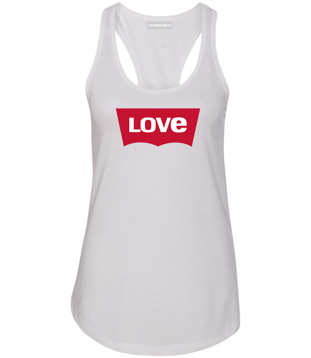 Love Jeans Logo Womens Racerback Tank Top White