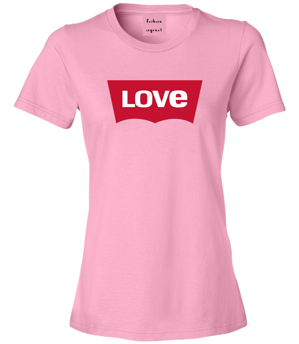Love Jeans Logo Womens Graphic T-Shirt Pink