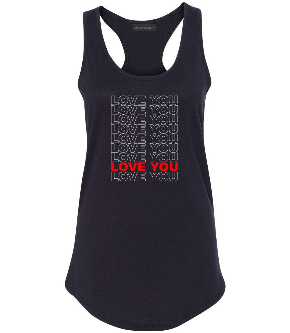 Love You Thank You Black Womens Racerback Tank Top