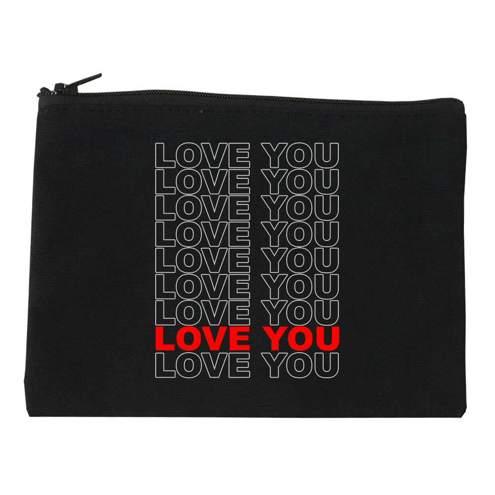 Love You Thank You black Makeup Bag