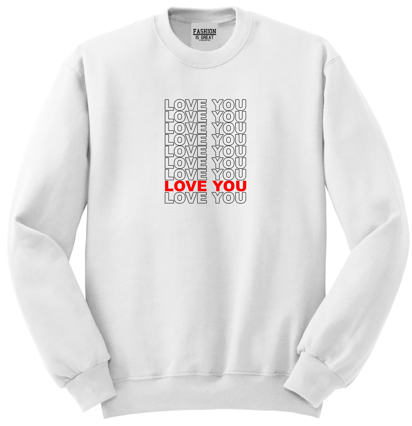 Love You Thank You White Womens Crewneck Sweatshirt