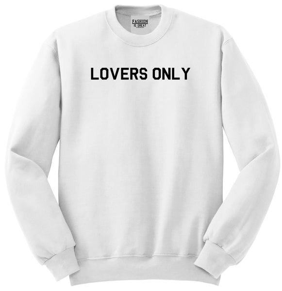 Lovers Only White Womens Crewneck Sweatshirt