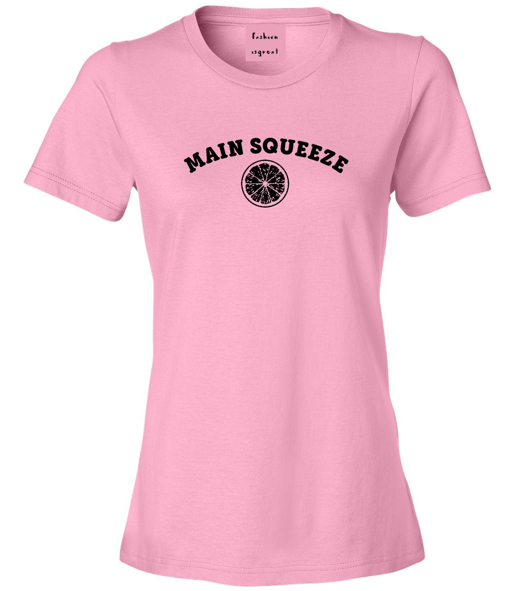 Main Squeeze Lemon Funny Womens Graphic T-Shirt Pink