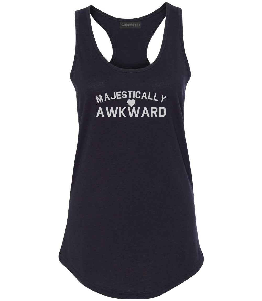 Majestically Awkward Heart Geek Womens Racerback Tank Top Black