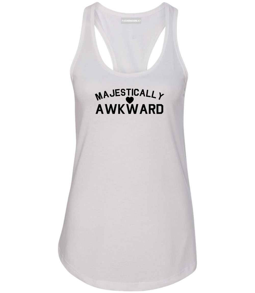 Majestically Awkward Heart Geek Womens Racerback Tank Top White