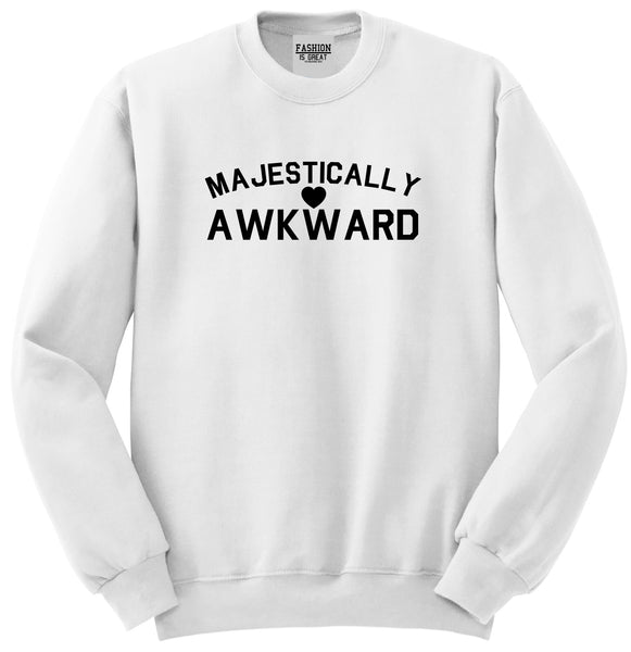 Majestically Awkward Heart Geek Unisex Crewneck Sweatshirt White