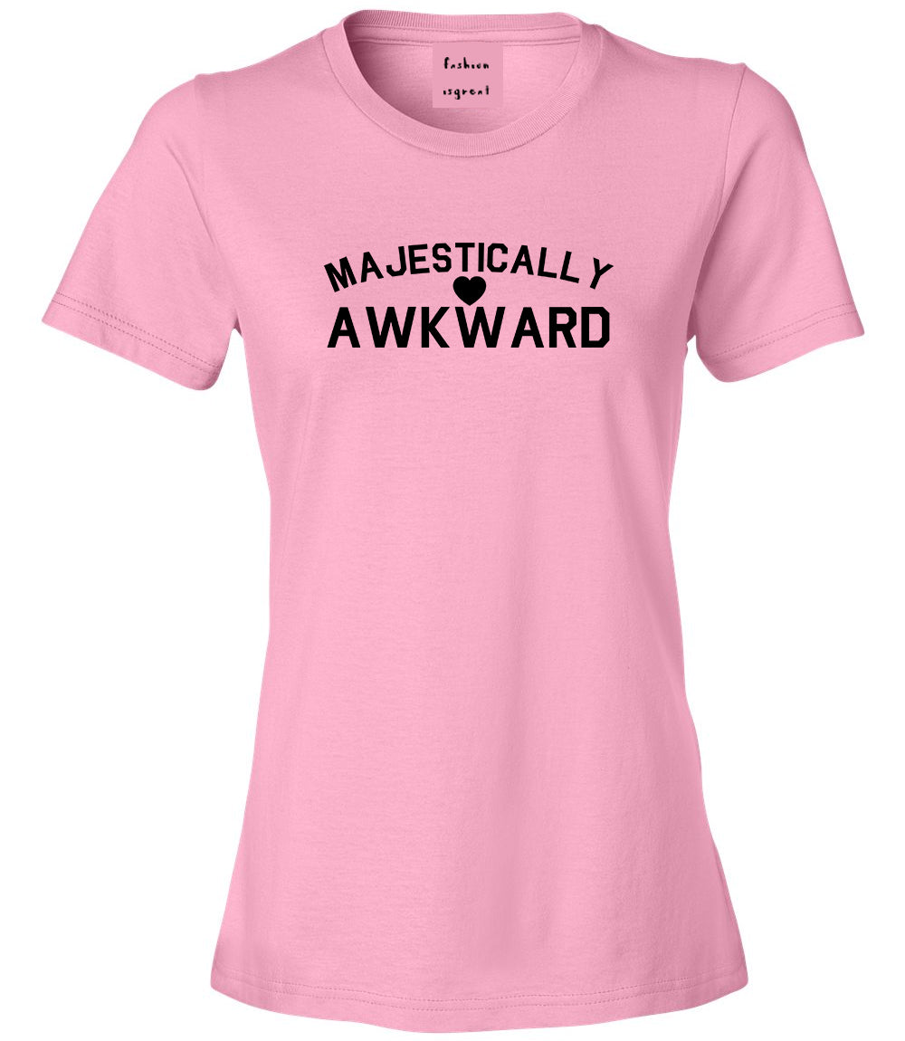 Majestically Awkward Heart Geek Womens Graphic T-Shirt Pink