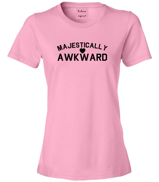 Majestically Awkward Heart Geek Womens Graphic T-Shirt Pink