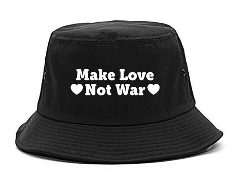 Make Love Not War Hearts Bucket Hat Black