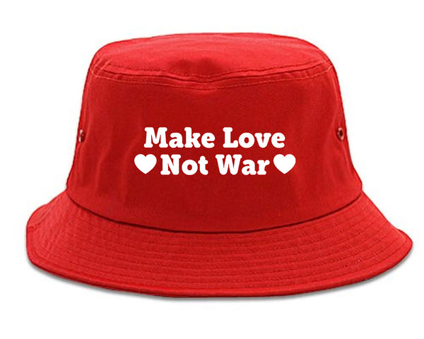 Make Love Not War Hearts Bucket Hat Red