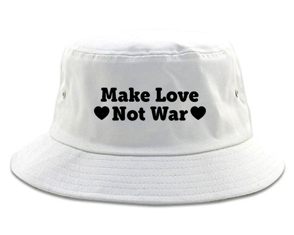Make Love Not War Hearts Bucket Hat White