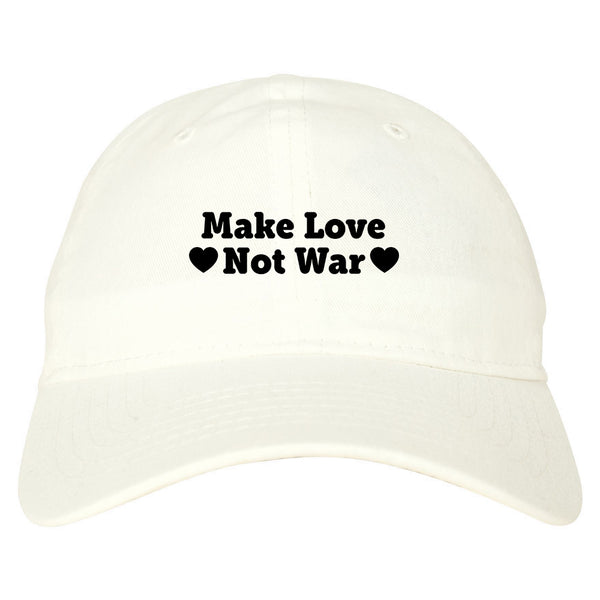 Make Love Not War Hearts Dad Hat White