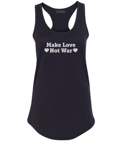 Make Love Not War Hearts Womens Racerback Tank Top Black