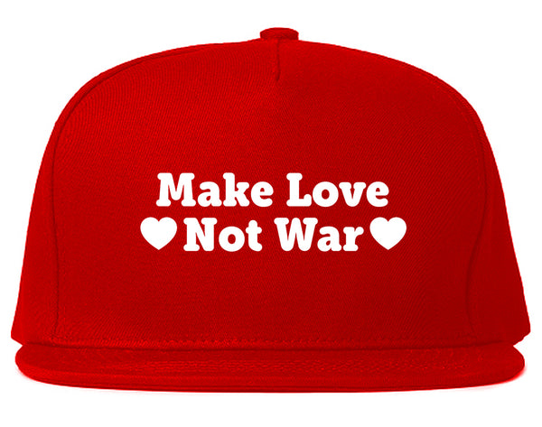 Make Love Not War Hearts Snapback Hat Red