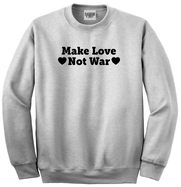 Make Love Not War Hearts Unisex Crewneck Sweatshirt Grey