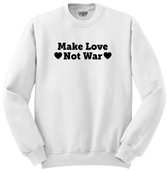 Make Love Not War Hearts Unisex Crewneck Sweatshirt White