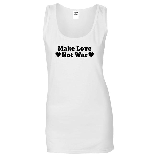 Make Love Not War Hearts Womens Tank Top Shirt White