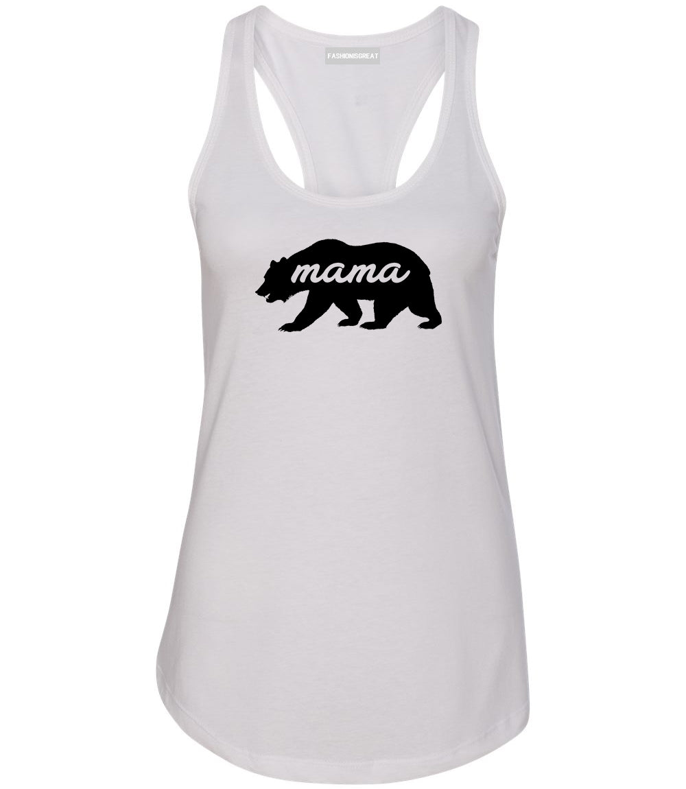 Mama Bear Animal White Womens Racerback Tank Top