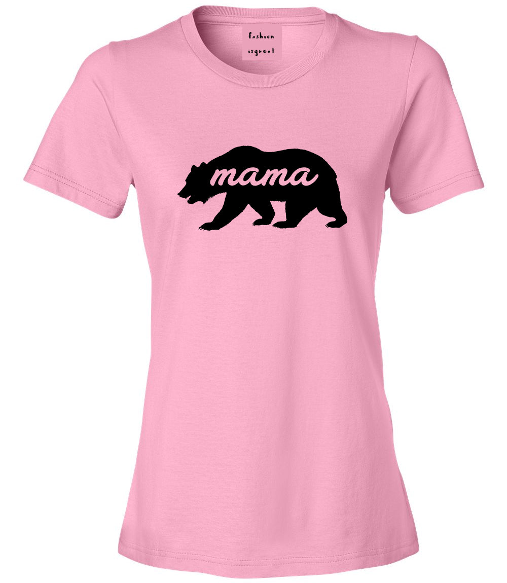 Mama Bear Animal Pink Womens T-Shirt