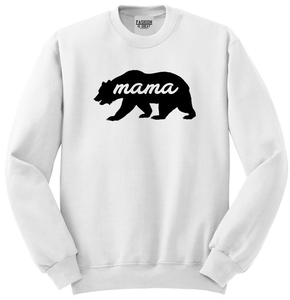 Mama Bear Animal White Womens Crewneck Sweatshirt