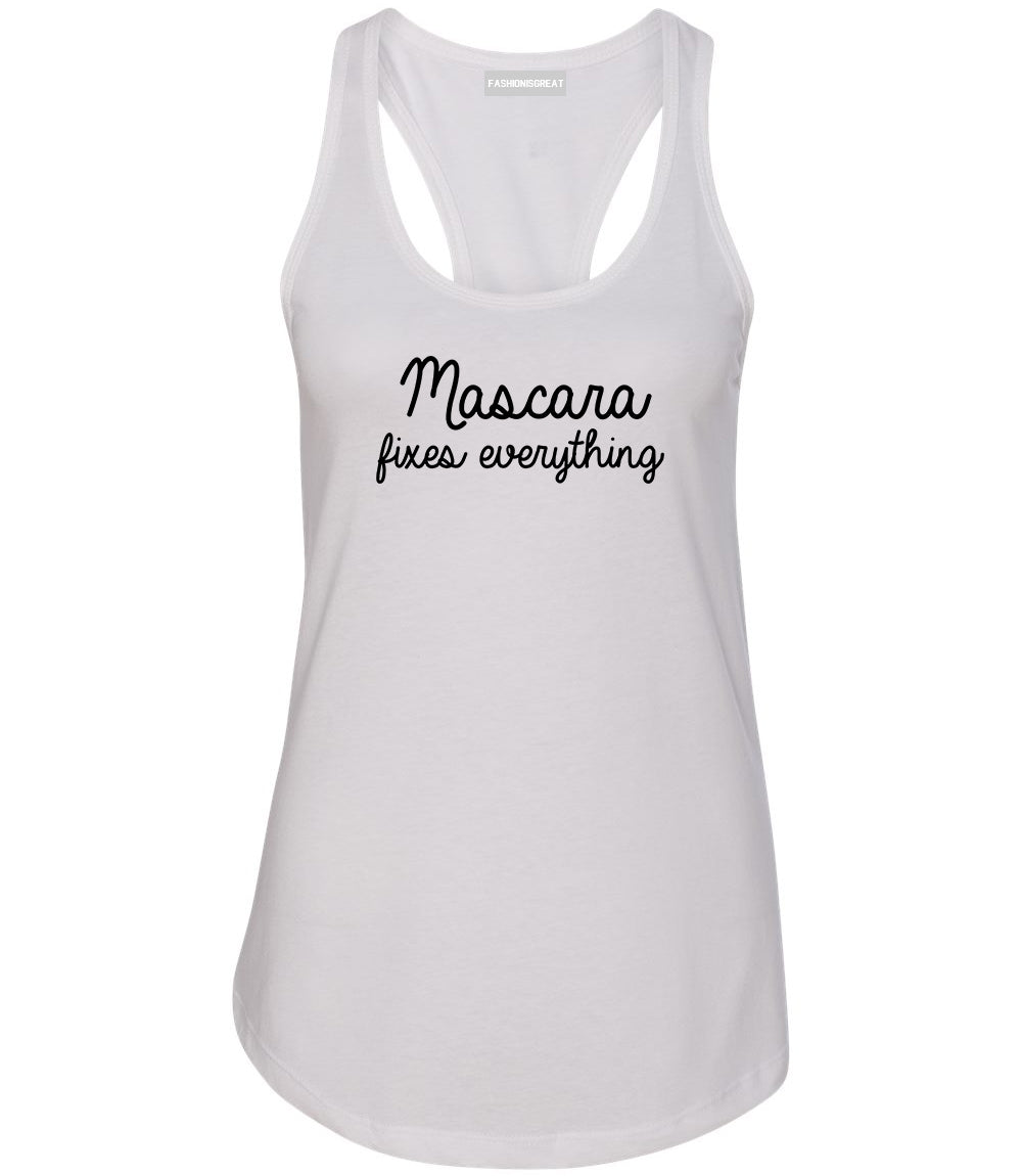 Mascara Fixes Everything White Racerback Tank Top