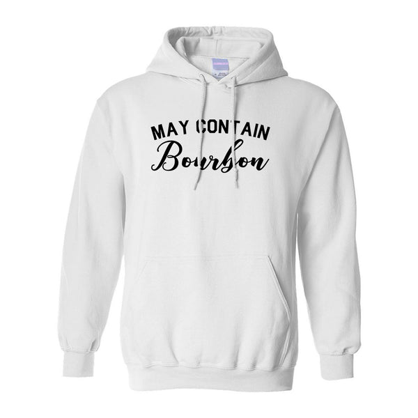 May Contain Bourbon Funny Liquor White Pullover Hoodie