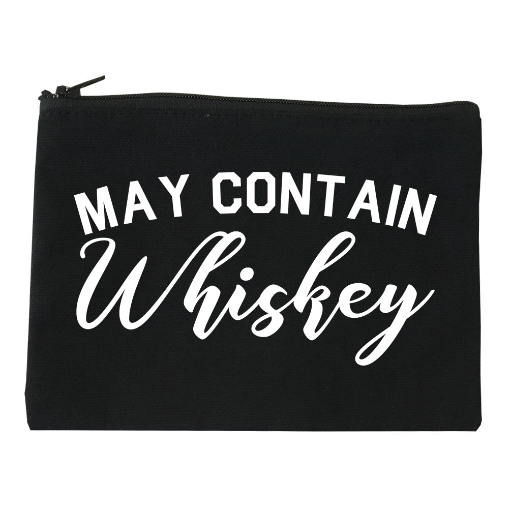 May Contain Whiskey Funny Alcohol Black Makeup Bag