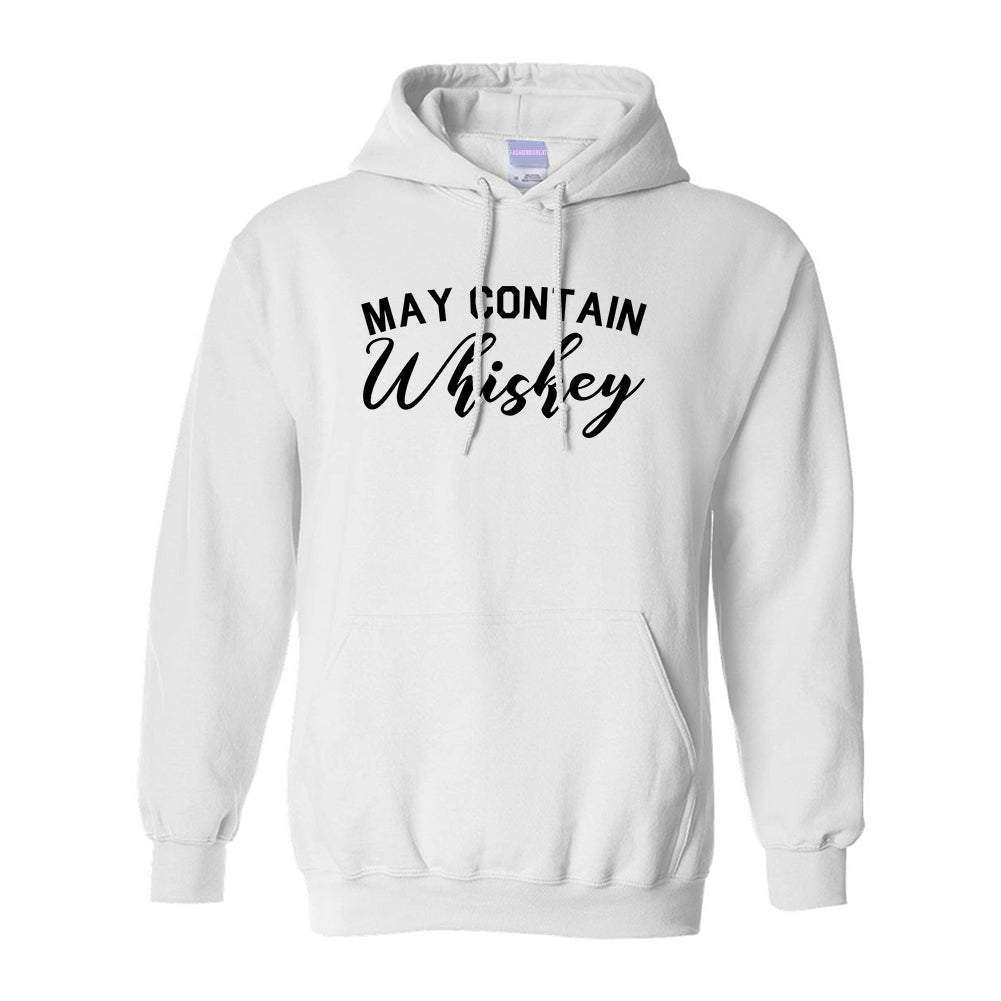 May Contain Whiskey Funny Alcohol White Pullover Hoodie