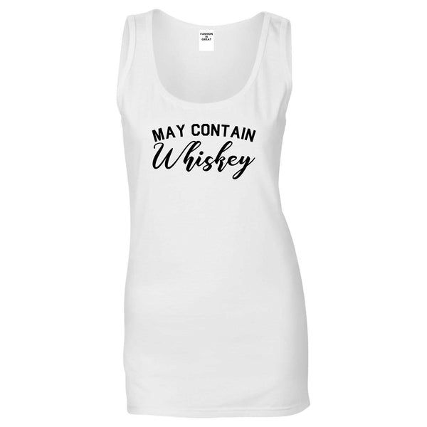May Contain Whiskey Funny Alcohol White Tank Top