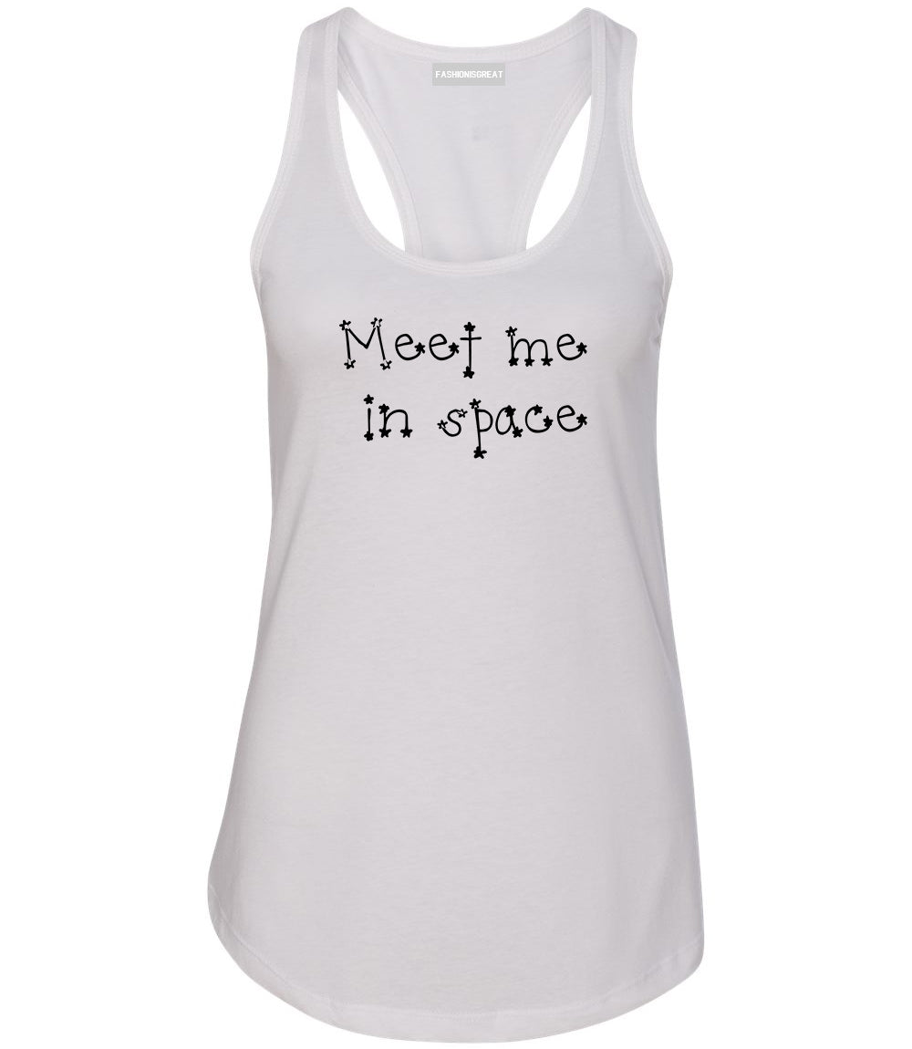 Meet Me In Space Womens Racerback Tank Top White