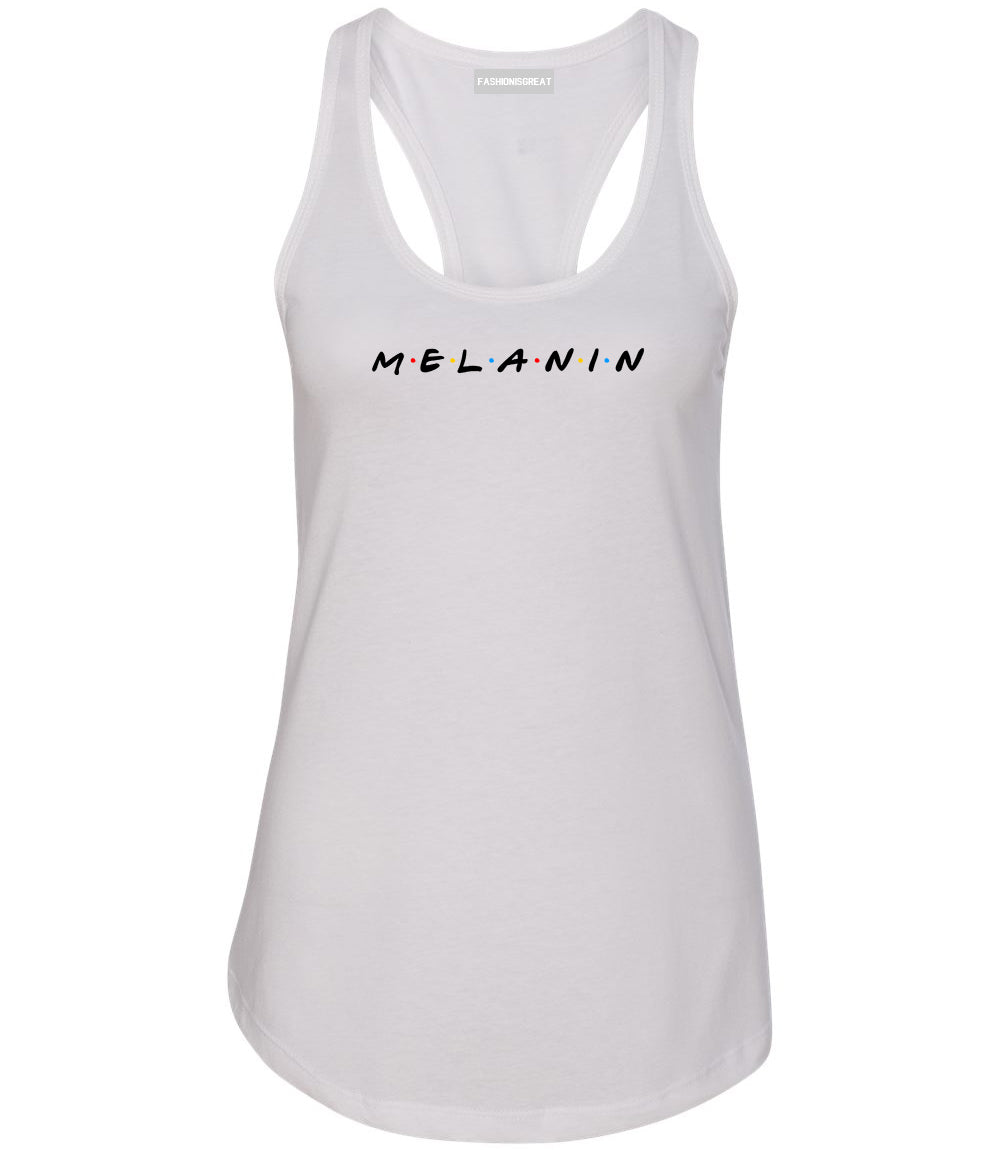 Melanin Friends Magic Womens Racerback Tank Top White