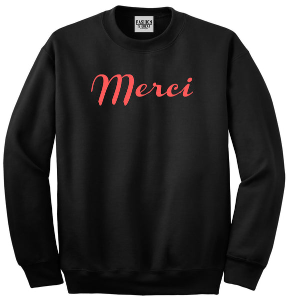 Merci Thank You French Black Crewneck Sweatshirt
