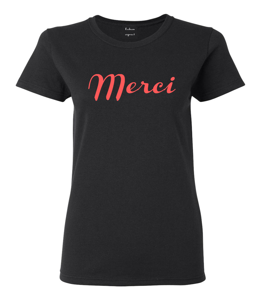 Merci Thank You French Black T-Shirt