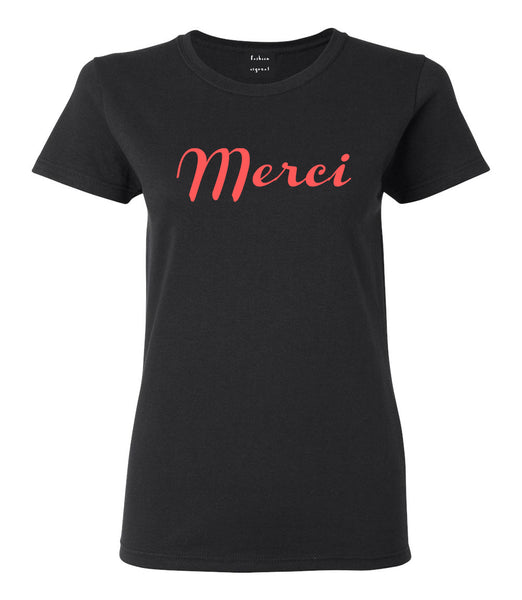 Merci Thank You French Black T-Shirt