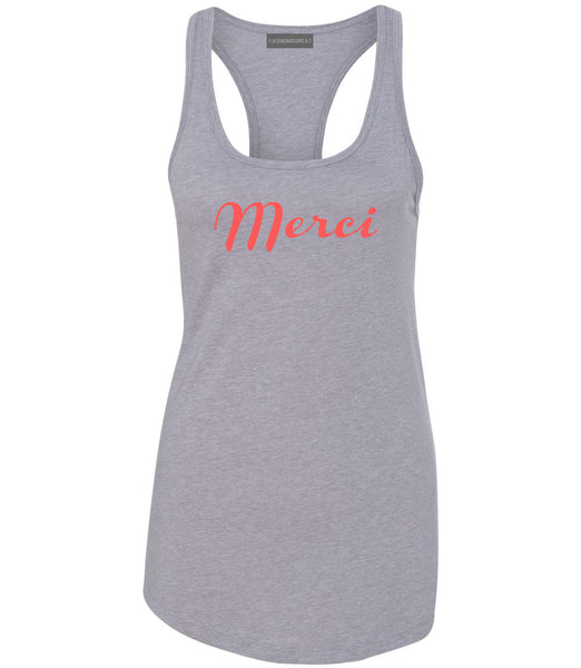 Merci Thank You French Grey Racerback Tank Top