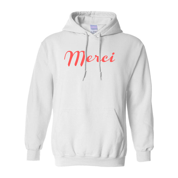 Merci Thank You French White Pullover Hoodie